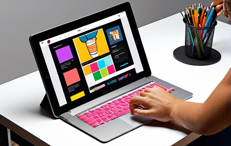 **
Prompt: *A vibrant and colorful graphic design studio, showcasing a diverse portfolio of website designs, logos, and branding materials. The atmosphere is creative and collaborative, with artists working on digital tablets and computers. Modern and clean aesthetic.*
**